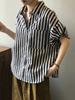 Camisa holgada a rayas de moda para mujer, nueva camisa de verano con burbujas de manga corta, hermosa blusa de estilo occidental antiedad de alta gama.