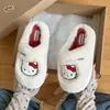 Pantuflas de Algodón con Licencia Oficial de Hello Kitty para Mujer, Invierno Interior Antideslizantes Silenciosas Suela Suave Pantuflas de Algodón Peludas