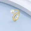Anillo de Perla de Agua Dulce Natural para Mujer, Espiga de Trigo con Circonita Colorida, Moda de Alta Gama, Joyería Ajustable al por Mayor