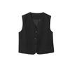 [Oufan] Moda britânica estilo retro terno colete tops feminino 2024 outono novo decote em v top 2050