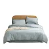 Conjunto de Quatro Peças Liso Colorido 100% Algodão Algodão Lavado Estilo Nórdico Dormitório Estudantil Roupa de Cama 100% Algodão Capa de Edredom Lençol com Elástico