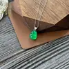 Collar de Cadena para Clavícula de Plata S925 con Colgante de Calcedonia Blanca de Alta Calidad en Forma de Calabaza Incrustado con Ágata de Color Jade para Mujeres, Cadena de Moda Ligera de Lujo para Socialité