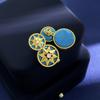 Aretes de Disco de Estrella Personalizado Redondo Doble Brújula Estrella Octagonal Estrella de Ocho Puntas Borde de Perlas Dos Métodos de Uso Aretes de Disco de Estrella
