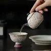 Tetera Cerámica Pequeña de Arcilla Roja Pintada a Mano de la Dinastía Tang y Song, Zorro de Nueve Colas, con Filtro de Agujero de Bola para Uso Doméstico, Juego de Té Kung Fu, Tetera de Concubina Imperial