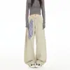 YECHUAN# Jeans Wide Leg Cor Café Lavado Retrô Outono Novo Cintura Alta Quadril Solto Cobrindo Calça Banana Afinando