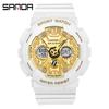 Fabricantes de relojes Sanda Couple Style 6068 con esfera creativa y personalidad pequeña para hombres y mujeres jóvenes y estudiantes.
