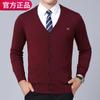 Suéter de Punto de Lana Nueva Hengyuanxiang Cárdigan Manga Larga Cuello en V Camisa Base para Hombre Top Color Sólido