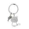 Chaveiro Transfronteiriço Novo Gato Japonês Comendo Peixe Aço Inoxidável Chaveiro Pingente de Gato de Desenho Animado Fofo Chaveiro de Casal