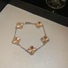 Pulseira de Trevo de Quatro Folhas com Zircônia, Design Versátil, Pulseira Fashion para o Dia a Dia, Luxo Leve, Joias de Alta Qualidade para Mulheres Atacado