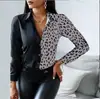 2022. Artículos Destacados en Wish y Amazon. Blusa Camisa Top de Manga Larga con Cuello en V Bloques de Color Estilo Transfronterizo Otoño e Invierno