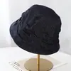 Sombrero de pescador retro de mezclilla plisada estilo coreano para mujer, moderno y versátil para primavera y otoño, con un toque de alta gama que hace que la cara se vea más pequeña