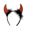 Diadema de Cuernos Rojos para Halloween Diadema para el Cabello con Plumas de Cuerno de Diablo para Performance de Baile del Festival de Fantasmas Tocado de Diablo Pasador para el Cabello