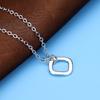 Collar de plata de imitación con colgante cuadrado hueco coreano simple, joyería geométrica, cadena de clavícula corta para mujer, fabricantes directos por lotes