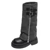 Coleção Outono 2026: Botas Longas Estilo Ocidental para Viagem, Botas de Cavaleiro, Botas Fashion com Salto Grosso que Aumentam a Altura, Botas Estilosas e Modernas para Usar com Leggings