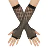 Guantes de Malla Gruesa Europea y Americana Elásticos Sexy Largos Guantes Punk de Medio Dedo Fiesta de Club Nocturno Guantes de Etiqueta Transfronterizo