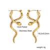 Brincos Europeus e Americanos Cruzados em Forma de Cobra, Design Criativo de Nicho, Brincos de Diamante de Alta Qualidade, Brincos de Aço Inoxidável Banhados a Ouro 18K