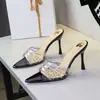 Sandálias de Salto Alto Europeias Sexy com Abertura nos Dedos e Bico Fino para Mulheres, Sandálias de Salto Ultra Alto com Strass e Tira Única de Gel Transparente