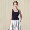 Camisola acanalada de color liso para mujer Tongyuan para verano, adecuada como prenda exterior, top base sin mangas con un toque de alta gama