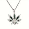 Cross-border novo diamante folha de bordo colar vento frio nicho pingente folha de ouro clavícula cadeia punk colar hip hop