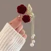 Herramienta Fijadora de Pinza para Coleta Alta de Lirio del Valle Pasador para el Cabello para Mujeres, Pinza de Garra para Moño con Borla de Rosa