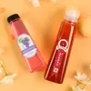 Garrafa de Plástico com Tampa de Alumínio para Pet 360ml Cônica Transparente para Suco Chá Bebida Garrafa Comercial para Sopa de Ameixa Azeda Garrafa de Óleo Comestível