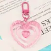 Novo Pingente Chaveiro de Carro Colorido em Forma de Coração Vazado, Decoração de Acessório Acrílico de Cor Sólida Fresca e Simples