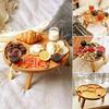 Mesa de piquenique dobrável de madeira mesa e cadeira portáteis mesa de lanche de lazer mesa de frutas Porta-vinho tinto