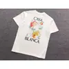 Nueva camiseta de manga corta Casablanca, marca de tendencia nicho, puerta azul fantasía única con letra roja "casa" impresa