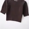 Comércio Exterior Atacado Outono Novo Estilo Europeu e Americano Gola Redonda Costurada Pulôver Manga Curta Tricô 6771109