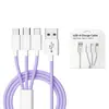 Cabo de Carregamento Rápido 3 em 1, Cabo de Carregamento Multifuncional para Celular USB A para USB C Micro USB Compatível com Lightning Trançado Cabo de Carregamento Múltiplo Carregador Universal para Celulares Tablets Carro