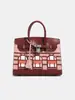 2025 Nuevo Bolso Platino con Patrón de Cocodrilo Combinación de Colores Bolso Casa Pequeña Moda Lujoso Accesible Versátil Bolso de Mano Elegante Bolso Kelly