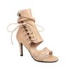 Sandalias de Tacón Alto Nuevas para Mujer de Primavera y Verano, Dulces Suelas de Goma, Zapatos Negros de Talla Grande para Mujer, Tacones Altos Romanos de Boca de Pez con Cordones