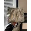Bolsa de Axila Plissada da Moda para Mulheres Verão 2024 Nova Bolsa de Ombro Simples de Alta Qualidade Bolsa Transversal Versátil Tendência