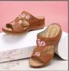 Sandalias de cuña con bordado de flores huecas para mujer, zapatos de comercio exterior de Amazon, talla grande, novedad de verano de 2021