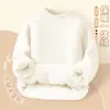 Suéter forrado de polar para niños, prenda interior térmica engrosada de invierno para niños, suéter de punto con cuello alto parcial de otoño e invierno para niños, top de punto elegante