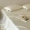 Sueño sedoso~ Lujosa sábana bajera de sábanas de algodón Lenzing Tencel austriaco de 60 hilos, sábana encimera, funda de edredón de una sola pieza de color sólido