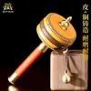 Rueda de Manivela de Cuero y Cobre de Xizang con Mantra de Seis Caracteres, Cilindro Giratorio de Manivela del Dios Amarillo de la Riqueza, Adorno de Cubo de Oro Giratorio de Mano