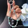 Cadena de Mano de Cuentas de Cristal Lujosa y de Gama Alta Cadena Corta Colgante de Muñeca con Separador Funda para Teléfono Móvil Llavero Colgante para Bolso para Mujeres