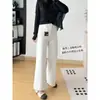 Secreto para moldear las piernas~ ¡Estiramiento en cuatro direcciones! 26 Vaqueros Crop de Cintura Alta Holgados Adelgazantes para Mujer de Otoño H090417