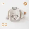 Moletom Bebê Estilo Coreano Damasco Leitoso Desenho Cachorrinho Orelhas 3D Recém-Nascido Criança Pequena Gola Redonda Solto Camada Base Top