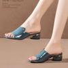 Verão 2026 Novo Estilo Pulseira de Metal Feminino Elegante Casual Moda Tendência Slip-On Meia Chinelo Tamanho Grande