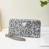 Moda 2025 de Alta Qualidade Clutch de Lantejoulas para Noite Carteira Longa Bolsa Feminina com Decoração de Borboleta Bolsa para Celular Transfronteiriça