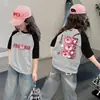 Camiseta de Verano para Niña de Manga Corta 100% Algodón Nuevo Estilo 2026 Camiseta Fina de Verano con Media Manga para Niños Niñas t