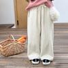 Pantalones Casuales Cálidos de Moda Nuevos para Primavera y Otoño para Niñas Aimo Beibei, Pantalones de Pierna Recta Gruesos de Mezcla de Cachemira