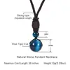 Europa y Estados Unidos transfronterizos collar con colgante de piedra ojo de tigre azul de 16 mm cuerda tejida a mano collar de ágata natural lapislázuli para hombres y mujeres