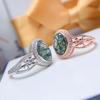 Anillo de ágata acuática natural con incrustaciones de 18k y baño de plata 925, venta al por mayor transfronteriza directa de fábrica.
