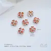 Cuentas espaciadoras de trébol de cuatro hojas con forma de corazón de circonita de colores, chapadas en oro de 14 quilates sobre cobre, para accesorios de pulseras y collares de cristal y perlas de bricolaje