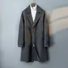 Último casaco de lã masculino de inverno, gola de terno, comprimento médio, dupla face, tweed, casaco simples coreano masculino