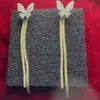 2025 Nuevos Pendientes de Borla de Mariposa Elegantes de Moda Súper Hada Largos Incrustados de Diamantes Moda de Gama Alta de Nicho Pendientes Versátiles