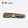 Cinturón de Piel Genuina de Rododendro de Guangzhou para Mujer Piel de Vaca con Pantalones Casuales Cinturón Delgado Decorativo Cinturón para Pantalón Cabello Transfronterizo